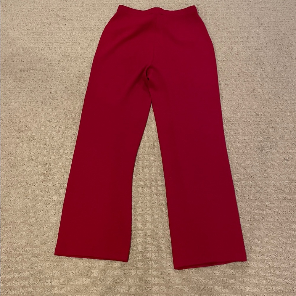 St John Vibrant Red Wide-Leg Pants - Picture 3 of 5